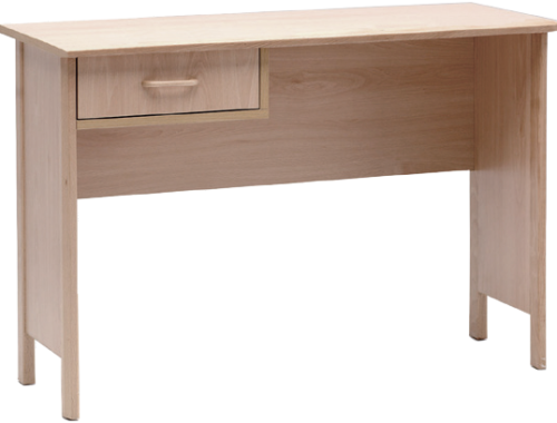 Mesita escritorio con distintas posibilidades de cajón, con patas macizas o de tablero melaminizado